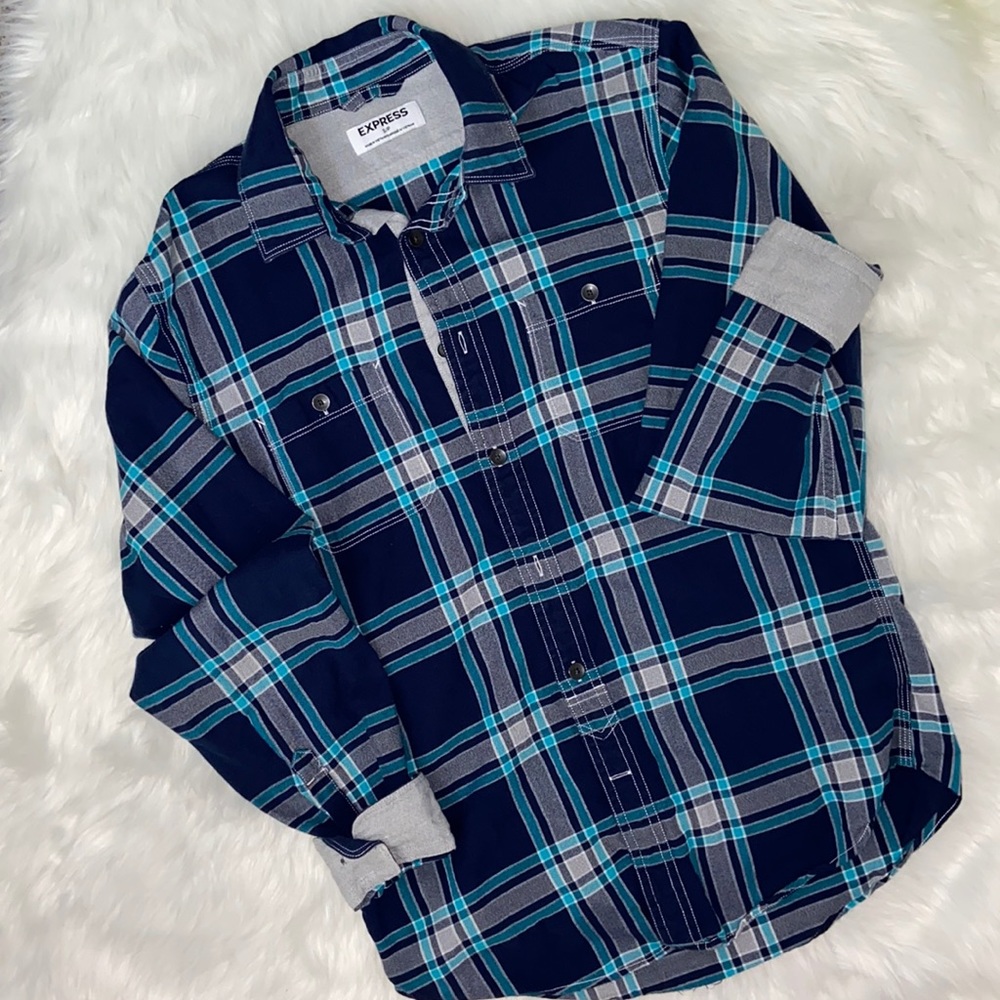 EXPRESS men’s plaid LS button up size Small